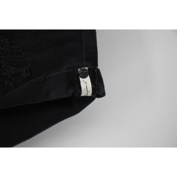 One teaspoon shorts women's 25 Black distressed hawks twisted cuff cotton high - Picture 2 of 11